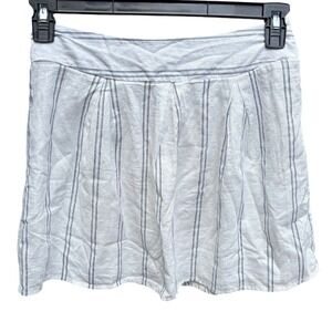 Charlotte Russe Womens S Mini Skirt White Navy Blue Pinstripe Pleated Cotton Y2K